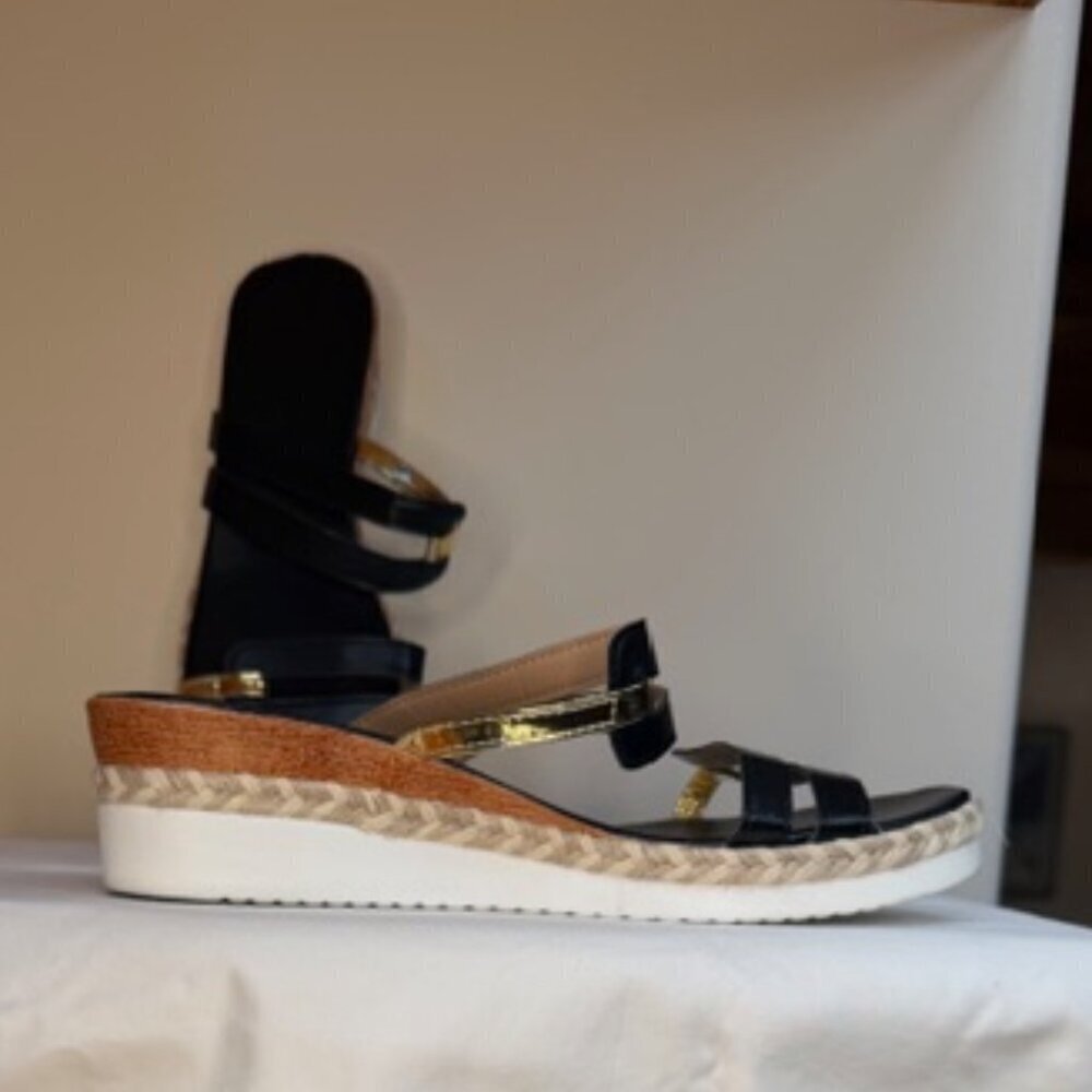 Black Gold Wedge Slides 11/42
